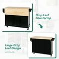 thumbnail image 6 of EUROCO 53.1" Kitchen Islands with Storage, Kitchen Island Cart with Rubber Wood Drop Leaf,Cabinet door internal storage racks,5 Wheels,3 Drawers,Black, 6 of 7