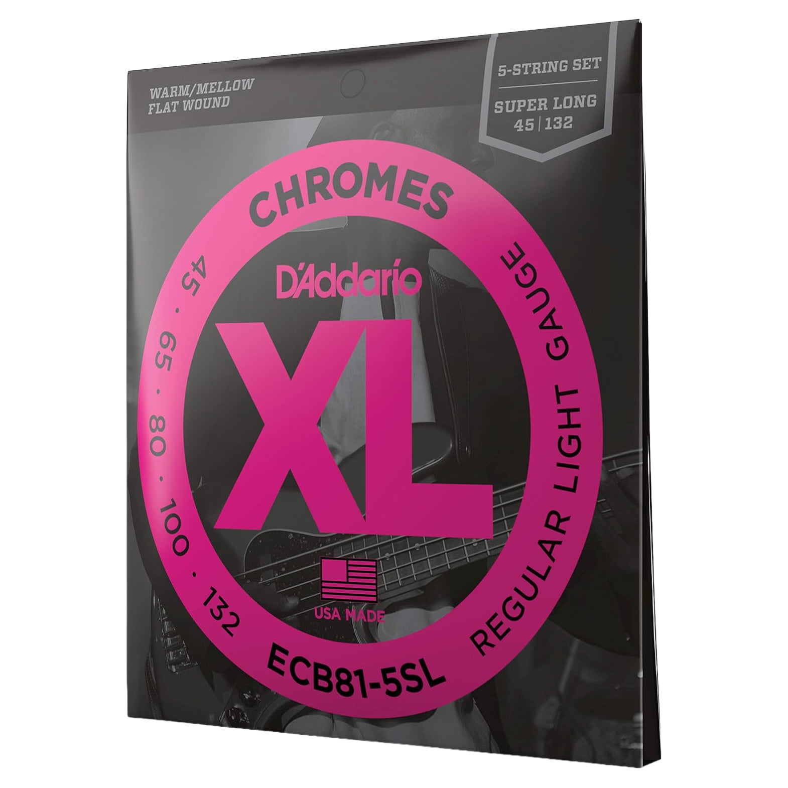 D'Addario ECB81-5SL 5-String Bass Guitar Strings, Light, 45-132, Super Long Scale