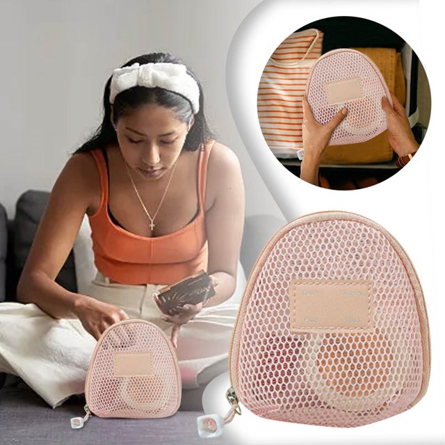 Bolsa de cosméticos de viaje pequeña bolsa de malla para maquillaje organizador portátil para artículos de aseo y accesorios, perfecta para mujeres y niñas