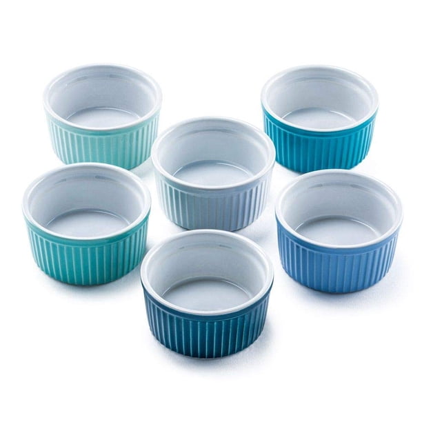 Bellemain Juego de mini platos para hornear | Ramequines de porcelana estriados, juego de crema brulee, cuencos pequeños de postre, tazas de condimentos, cuencos de inmersi& Bellemain NA