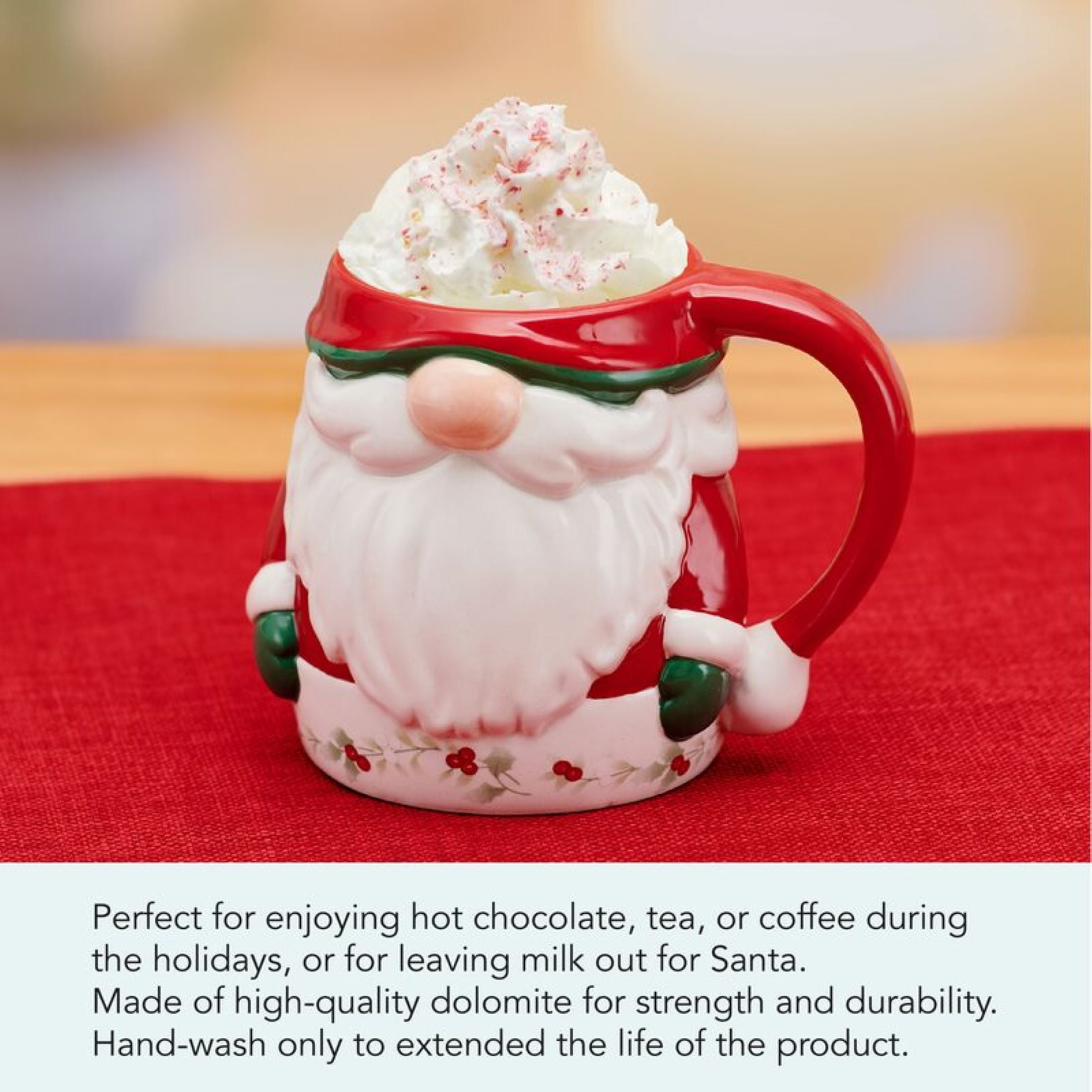Pfaltzgraff Winterberry Dolomite 16 oz Figural Mug Santa