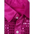 thumbnail image 5 of Yruioon Kids Boys Glittery Sequined Hip Hop Jazz Dance Shirts Performance Costume Spread Collar Tops Hot Pink 8-10, 5 of 6