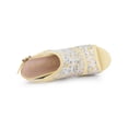 thumbnail image 4 of BLISSFUL STEP Chaussures pour Femmes Sandales à Talon Compensé à Bout Ouvert à Plateforme avec Lacets Fleur Jaune 8, 4 of 7