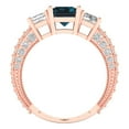 thumbnail image 4 of 3.61 ct Emerald Cut Natural London Blue Topaz 3 Stone 14K Rose Gold Womens Engagement Ring, 4 of 5