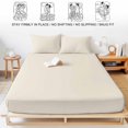 thumbnail image 5 of Twin Sze Fitted Sheet Set - Cream 2 Piece Bedding Sets 16" Deep Pocket Fitted Sheet with 1 Pillowcase, Farmhouse Solid Beige Color Modern Art Brushed Microfiber Hotel Luxury Bed Sheets, 5 of 9