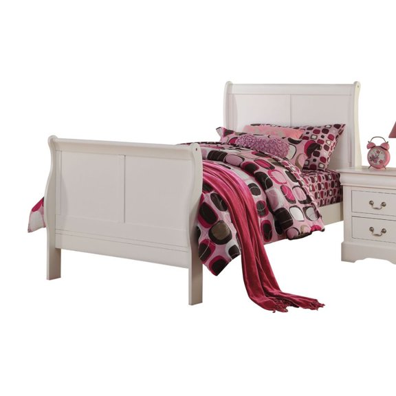 Contemporary Louis Phillippe Bedroom Furniture White Color Full Size Sleigh Bed