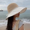 thumbnail image 2 of Women's Sun Hat - Lace Breathable Wide Brim Sunscreen Lady Beach Summer Hat with Bow-knot & Strap, 2 of 5