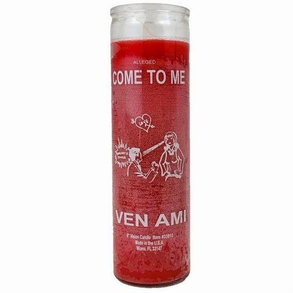7 Day Candle Come To Me - Alleged Ven Ami Red Glass Jar Candle