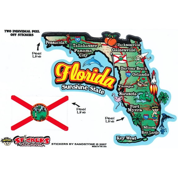 Florida State Map Die Cut Sticker