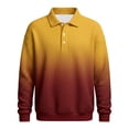 thumbnail image 4 of Long Sleeve Polo Shirts for Men Waffle Knit Collar Gradient Shirt Spring Fall Soft Button Golf Polos Pullover Tops Relaxed Fit Yellow XXL, 4 of 4