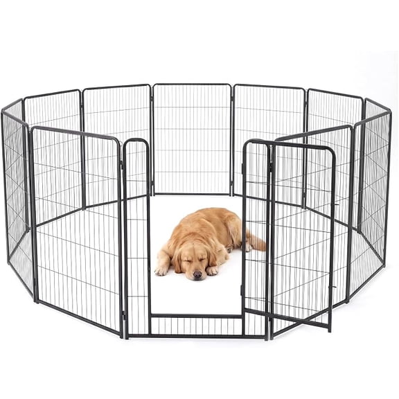 Puppy Playpen 12 Panel, Foldable Metal Dog Fence for Small Pets, 23.6 Inch Wide Exercise Pen with Lockable Door for Indoor Use