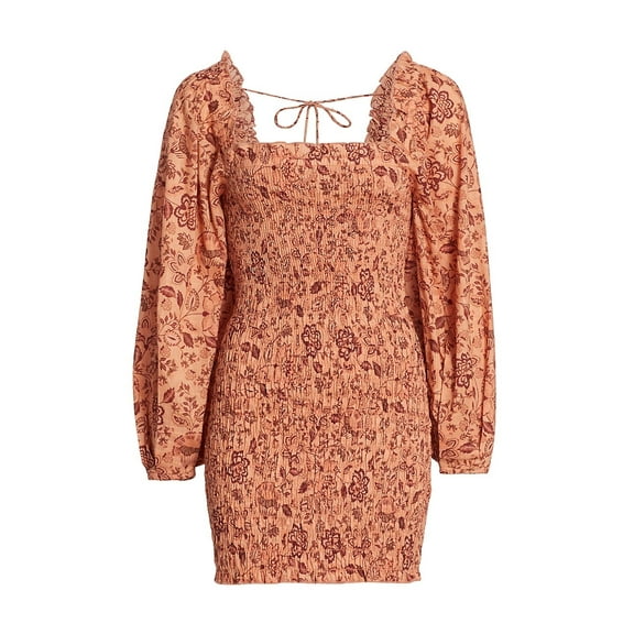 Smock It To Me Minidress - Apricot Combo