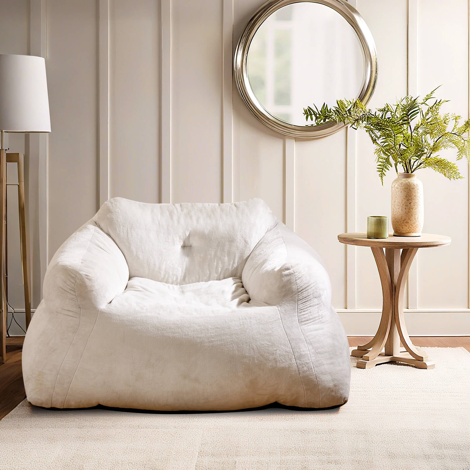 Costway Bean Bag Chair for Adults Plush Lazy Sofa with Ultra-soft Velvet Cover Beige