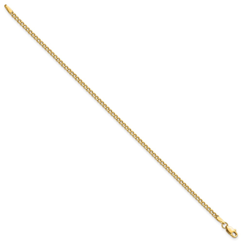 Primal Gold 10 Karat Yellow Gold 2.5mm Semi-Solid Curb Link Chain Anklet