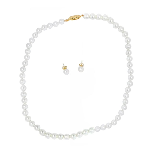 Set 2 Piezas Collar y Aretes Perla de Mallorca 8mm 45cm | Ivory