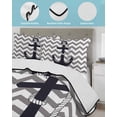 thumbnail image 4 of Quilts King Size, Black Nautical Anchor Soft Comforter Bedding Set for Bed, Gray Stripe Modern Wavy Lines Lightweight Quilted Bedspread with Pillow Cover(2 Pieces) for All Season, 96x106 Inch, 4 of 6