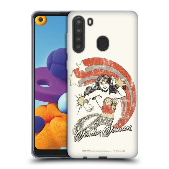 Head Case Designs Officially Licensed Wonder Woman DC Comics Vintage Art Distressed Look Soft Gel Case Compatible with Samsung Galaxy A21 (2020)