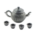 thumbnail image 2 of Set de tetera para muñecas de 6 piezas con 5 tazas de té. Accesorios de cocina vintage de hadas. plata, 2 of 9