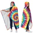 thumbnail image 2 of Wearable Blanket,Colorful Rainbow Tie Dye Spiral Pattern Hooded Wearable Sherpa Blanket for Adults & Teens,Winter Poncho Shawl Wrap Cape Thick Warm,60"x80", 2 of 5