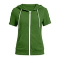 thumbnail image 6 of Fnooota Womens Zip up Hoodies, Casual Drawstring Short Sleeve Lightweight Athletic Jackets with Pockets Green Size XL, 6 of 6