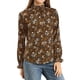 thumbnail image 1 of INSPIRE CHIC Blusa Floral Vintage Cuello Fruncido Con Volantes Manga Larga Para Mujer Marrón L, 1 of 6