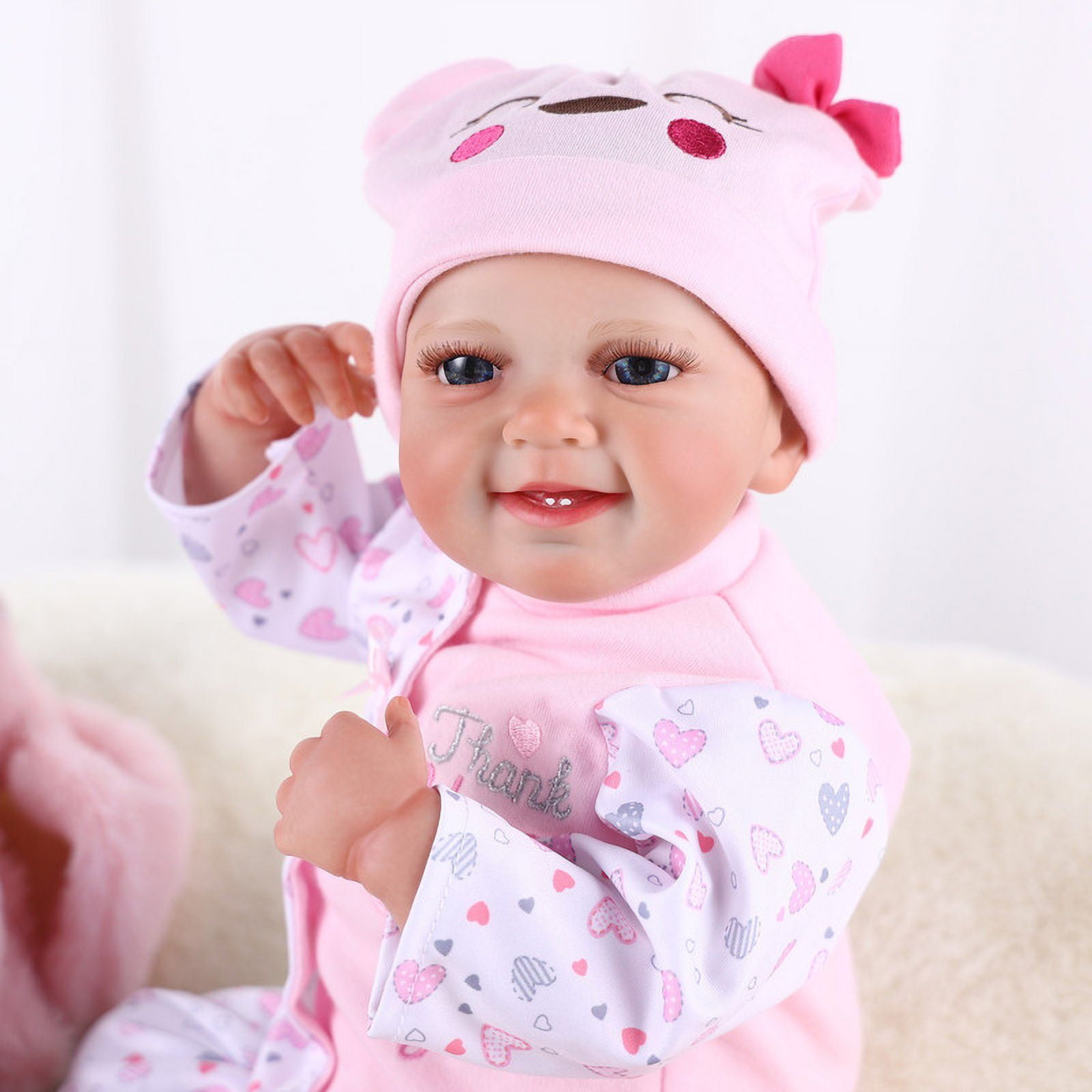 RSG 20 Inch Lifelike Reborn Baby Doll with Open Eyes Smiling Soft Cloth Body for Kids Gift Age 3+