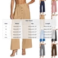 thumbnail image 4 of akafmk Womens High Waist Wide Leg Dress Pants Button Front Pleated Business Casual Pants Stretch Cropped Office Teacher Pants, Size XXL, 4 of 8