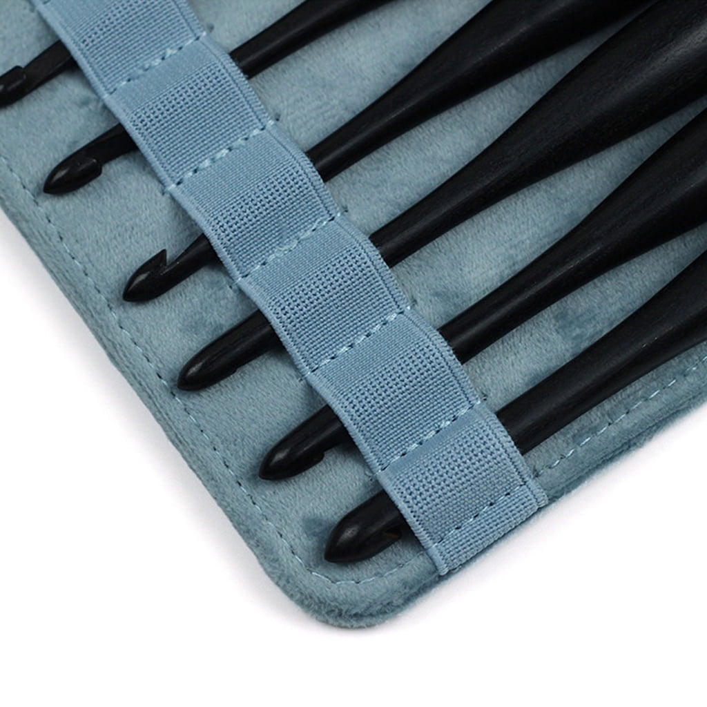 PatungKu 9Pcs Ergonomic Grip Wooden Crochet Hook for Crocheting Weaving Sweater Scarf Hat