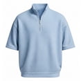 thumbnail image 3 of Men's Polo T Shirts Short Sleeve Quarter Zip Tee Shirt Slim Fit Blue T Shirts for Man, 3 of 4