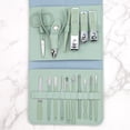 thumbnail image 4 of Ensemble de Manucure et Pédicure en Acier Inoxydable Vert 16 Pcs / Kit de Coupe-Ongles de Mode avec Étui en Cuir PU, 4 of 6