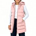 thumbnail image 3 of Otntypg Girls Boys Long Puffer Vest Cute Kids Quilted Hooded Button Down Zip Up Sleeveless Vests Outerwear Padded Jacket Fall Winter Thermal Coat with Pockets 3-14 Years, 3 of 10