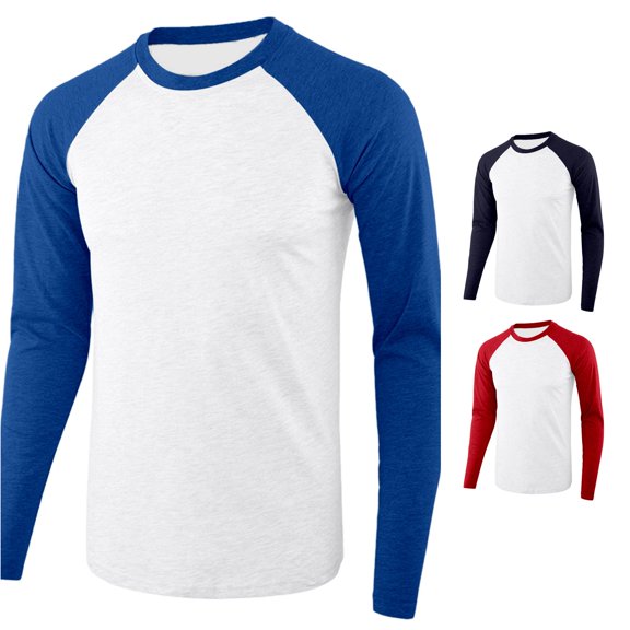 Afdoent Mens Long Sleeve T-Shirt Casual Color Block Tee Shirts Comfortable Loose Fit Crew Neck T Shirt For And Outdoor Activities Vacation Tops