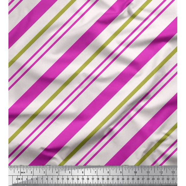Soimoi Purple polyester Crepe Fabric Diagonal Stripe Print Sewing Fabric Yard 52 Inch Wide