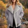 thumbnail image 2 of Suede Jackets for Women 2025 Sherpa Lined Leather Jacket Winter Warm Shearling Coats Lapel Button Down Jackets, 2 of 4