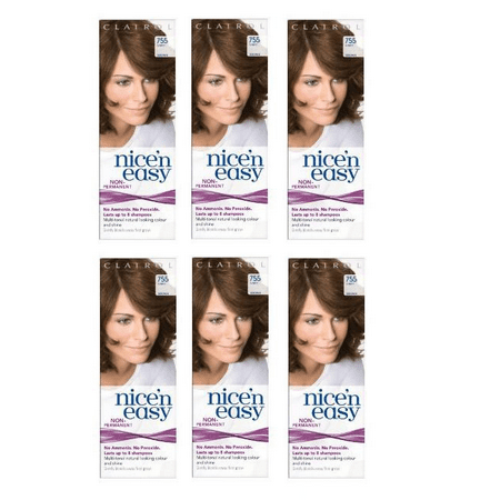 Clairol Nice N' Easy Hair Color #755, Light Brown (Pack of 6) Uk Loving Care + Cat Line Makeup