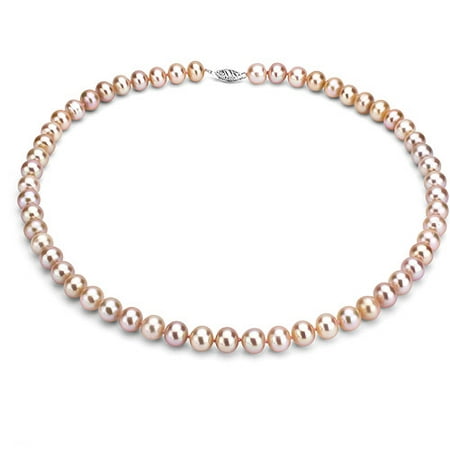 Ultra-Luster 5-6mm Pink Genuine Cultured Freshwater Pearl 18 Necklace and Sterling Silver Filigree Clasp