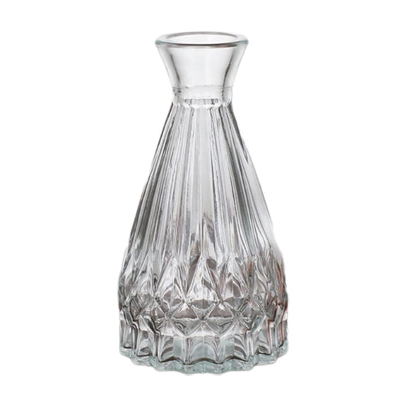 Clear Glass Small Decorative Flower Vase, Bud Vase for Home Decor, Table Centerpiece, Living Room, Bedroom, Office and Floral Arrangement