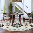 thumbnail image 4 of 5ft Round Rug, Southwest Ethnic Non-Skid Rubber Backing Large Area Rugs - Living Room Bedroom Home Office, Boho Aztec Tribal Abstract Aesthetic Indoor Floor Mat Carpets Washable Rug, 4 of 9