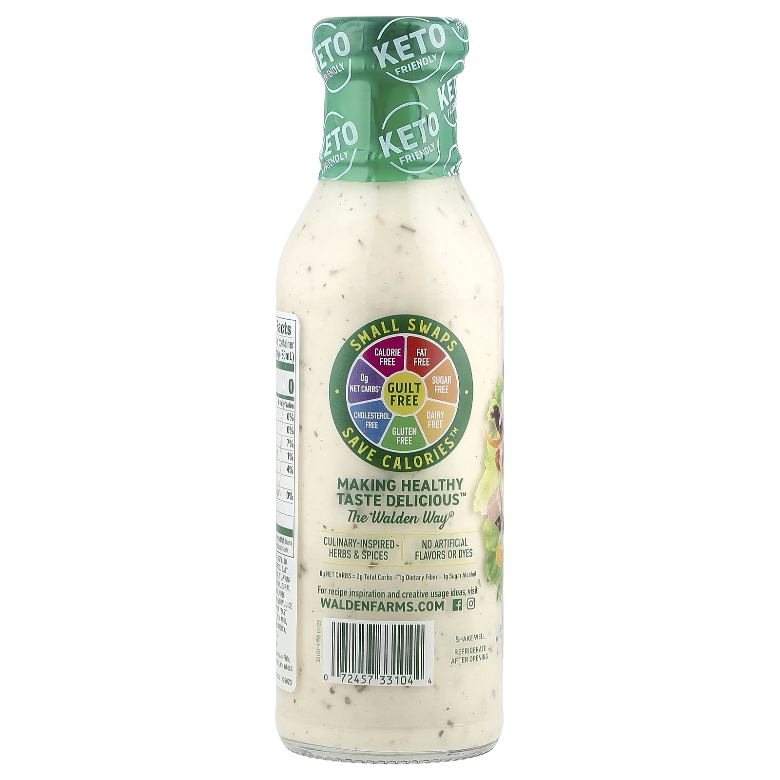 (6 pack) Walden Farms Ranch Dressing, 12oz. Bottle, Fresh-Delicious, Sugar Free 0g Net Carbs, Cool and Tangy