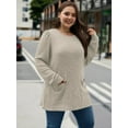 thumbnail image 6 of Long Sleeve Shirts for Women Long Sweaters with Pockets Tunic Tops Loose Fit Apricot XL, 6 of 8