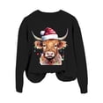 thumbnail image 4 of Chandail en Molleton Décontracté à Manches Longues pour Femmes, Imprimé Vache Western de Noël, 4 of 4