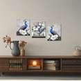 thumbnail image 3 of ZHONGYUTONG Peacock Canvas Wall Art 3 Piece Blue Peacock Painting Elegant Couple Animal Pictures Flower Vase Artwork for Bedroom Decor Framed (11.00" x 14.00" x 3PCS), 3 of 5