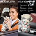 thumbnail image 5 of 30 Oz Tumbler Pink Flat Flowers Tumbler with Lid and Straw, Birthday Gift Cup for Friend Women Men Coffee Travel Mug Thanksgiving Day Halloween Christmas Gift Water Bottle, 5 of 7