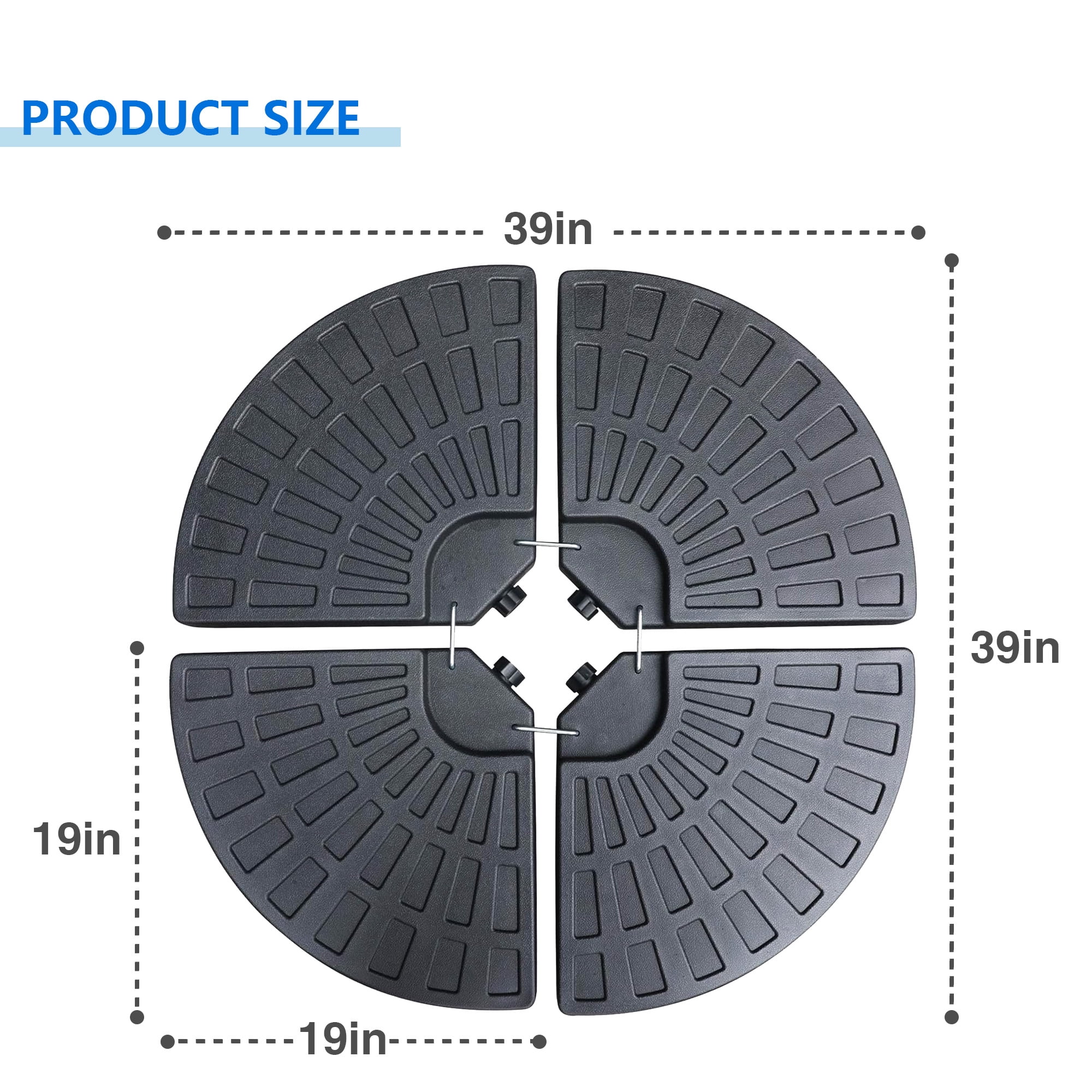 Maypex 120 lbs Outdoor Cantilever Patio Umbrella Base Offset Umbrella Stand, 4-Piece Fillable HDPE Plates for Garden Backyard Poolside in Black