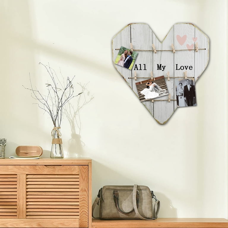 Thyonta 50 Pcs Multicolor Heart-Shaped Wooden Clips – Photo Frame Clips, Note Holders, Party Decor