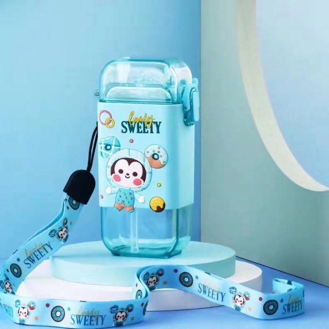 Botella de agua para niños BuyWeekMX 280 ml con pajita de silicona
