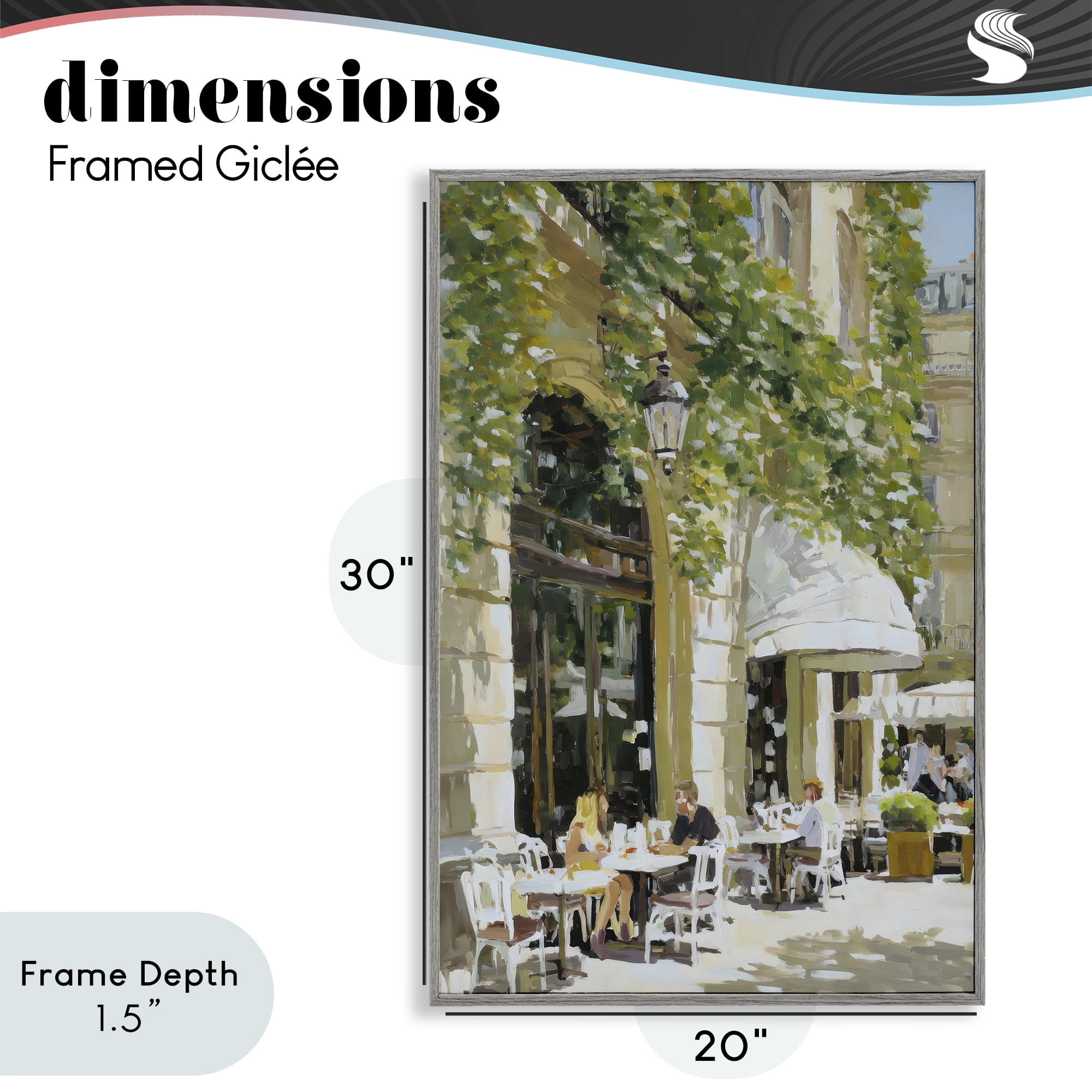 Stupell Industries Sunny Day Cafe Terrace Gray Framed Giclee Art, design by Petal Prints Design