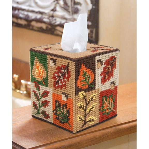Mary Maxim Plastic Canvas Tissue Box Kit 5"-Fall Foliage (7 Count)
