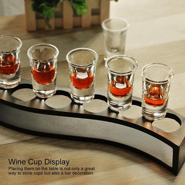 Shelf Desktop Bamboo 6 Bottles Wine Cup Rack Glass Holder Display Shelf Organizer