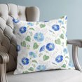 thumbnail image 4 of Pillow Covers 26x26 Set of 2, Blue Morning Glory Throw Pillow Covers Decorative Couch Cushion Cover, Spring Floral Green Leaves Green Microfiber Soft Square Pillowcases for Bedroom Living Room Sofa, 4 of 9